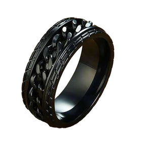 1PS/ VIRSL PLATIMIUM SPINNER RING FOR MENAND BOY -FASHION HIGH QUALITY (BLACK) SPPINER RINGS FOR MEN AND BOYS